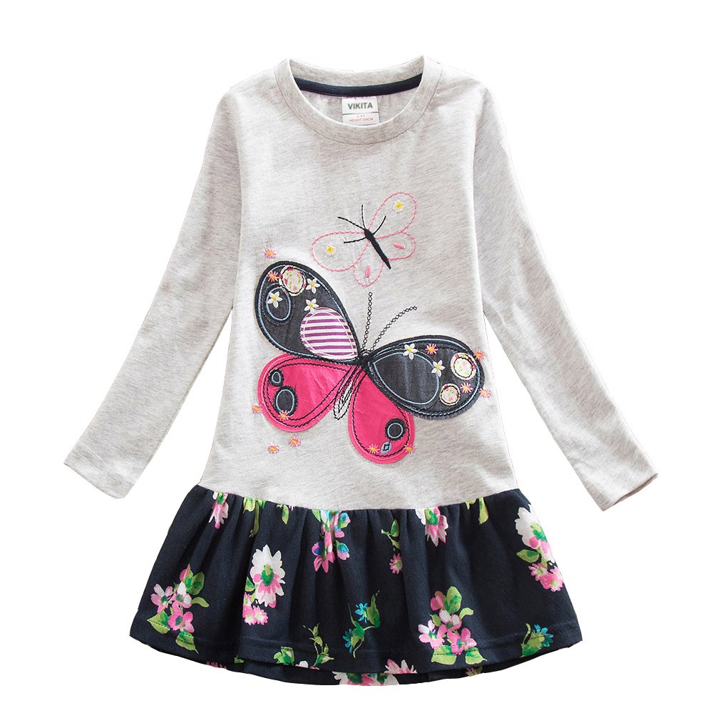 vikita 女童花童连衣裙夏季无袖棉质短裙,及膝